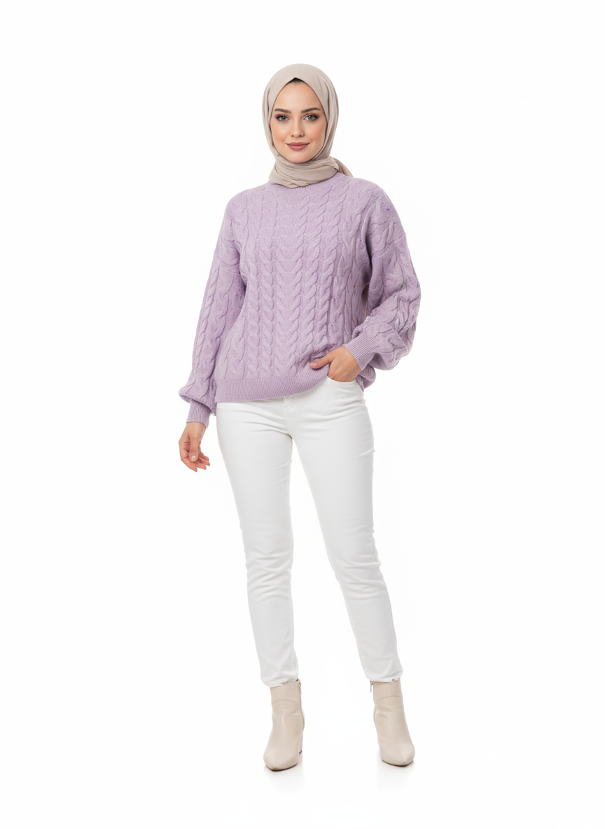 Lavender Cable Sweater