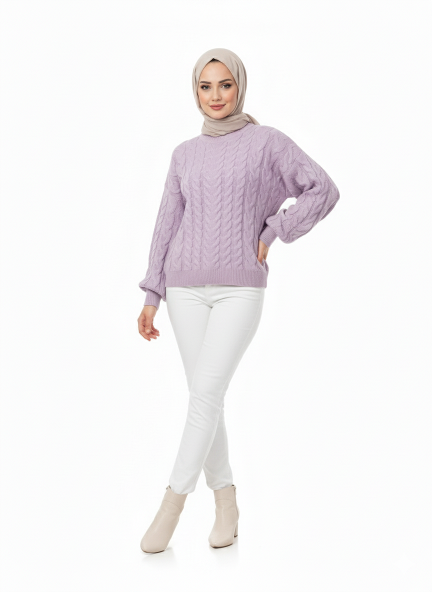 Lavender Cable Sweater